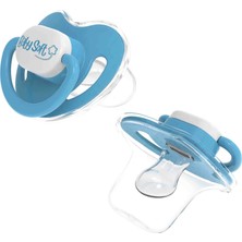 BabySoft Mavi Kapaklı Damak Uçlu Silikon Emzik 6 - 18 Ay Sağlıklı Kullanım İçin