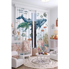 Bebek Çocuk Odası Fon Perdesi 140X260 cm 2 Kanat Sevimli Desenli Dekoratif Dijital Baskılı Premium Çocuk Odası Perdesi