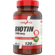 Nevfix Biotin 5000 Mcg 120 Tablet Yetişkinler İçin Takviye Edici Gıda