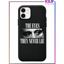 iPhone 12 Uyumlu The Eyes They Never Lie Tasarımlı Siyah Lansman Telefon Kılıfı – Uv Baskılı