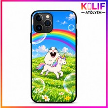 iPhone 16 Pro Max Uyumlu Sevimli Unicorn ve Tavşan Desenli Baskılı Telefon Kılıfı