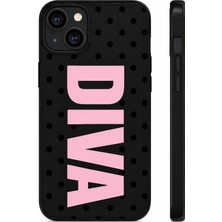 iPhone 14 Dıva Pembe Siyah Puantiyeli Telefon Kılıfı – Şık Tasarım