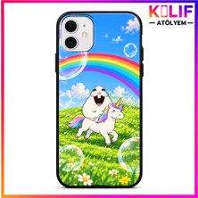 iPhone 12 Uyumlu Sevimli Unicorn ve Tavşan Desenli Baskılı Telefon Kılıfı