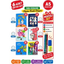 Güzelyüz Avm 6 Adet A5 Küçük Boy Defter Seti Kalem Silgi Açacak Hediyeli 2 Adet 40 Yaprak 2 Adet 60 Yaprak 2 Adet 80 Yaprak Kareli Çizgili