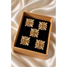 Jasmina Store Gold Kristal Taşlı Geometrik Desenli Metal Dikme Düğme [5ADET]