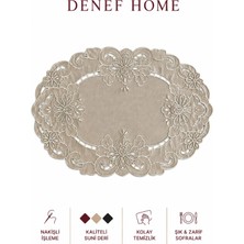 Denef Home Oval Antika - Deri Amerikan Servis Delik Işi Lacivert - 35X50 cm 1 Adet