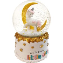 Narkissos Unicorn Işıklı Müzikli Orta Boy Kar Küresi Cam Malzeme ile Hediye Seçeneği