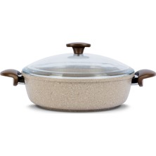 Thermoad Love Alüminyum Döküm 32CM Granit Kaplamalı Pilav Tenceresi Vizon Renkli Ergonomik Saplı