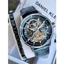 Daniel Klein Otomatik Deri Kayışlı Erkek Kol Saati 3 Atm Su Geçirmez+Bileklik Hediye