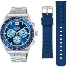 Alba AU5023X2 Quartz Çelik Gri Mavi Kadran 10 Atm 42 mm Erkek Kol Saati