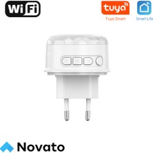 Novato WiFi 105 dB Sesli ve Işıklı Priz Tipi Siren WAS-01P - 32 Türkçe İkaz ( Tuya - Smart Life Uyumlu )