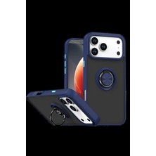iPhone 17 Pro Montreal Yüzüklü Silikon Kapak - Lacivert