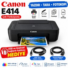 Canon E414 Çok Fonksiyonlu Renkli Yazıcı Tarayıcı Fotokopi USB ve Android Bağlantı Kablosu Hediye