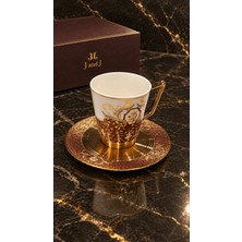 Lüks Tasarım Leopar ve Altın Desenli Kahve Fincanı Takımı - 6 Kişilik