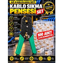 Yeni Nesil Ez PENSE/RJ45 RJ11 RJ12 Sıkma Aracı + Cat5 Cat6 Cat7 8P8C 6p / 100 Adet Cat6 Yeni Nesil Konnektör Set