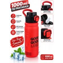 Güzelyüz Avm Good Good Luck Matara Kilitli Kapak Pipetli 1000 ml Suluk Kapaklı Su Şişesi Öğrenci Okul Spor Matarası 9499