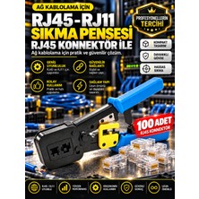 Yeni Nesil Ez PENSE'RJ45 RJ11 RJ12 Sıkma Aracı + Cat5 Cat6 Cat7 8P8C 6p / 100 Adet Cat6 Yeni Nesil Konnektör