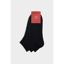 D'S Damat Ds Damat Siyah 3'lü Pamuklu Spor Patik Çorap Set