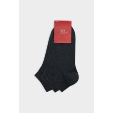 D'S Damat Ds Damat Antrasit 3'lü Pamuklu Spor Patik Çorap Set