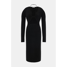 Nensi Dojaka Black Midi Dress