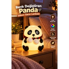 Tech Butiq Sevimli Panda Silikon Gece Lambası Renkli Işık Modu Dokunmatik Kontrollü Aydınlatma