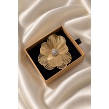 Jasmina Store Gold Çiçek Desenli Kristal Taşlı Metal Dikme Düğme [5ADET]