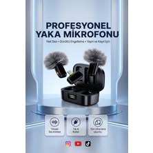 Freedoom Style Kablosuz Yaka Mikrofonu Type-C Şarjlı Gürültü Engellemeli Çift Mikrofonlu Telefon Kamera Yayın Mikrofonu