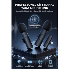 Freedoom Style Yaka Mikrofonu Type-C Lightning Dönüştürücülü 2 Adet Kablosuz Mikrofon