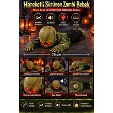 Dodomar Halloween 78 cm Hareketli Sürünen Zombi Bebek Sesli Kırmızı Işıklı Gözlü Cadılar Bayramı Süsü