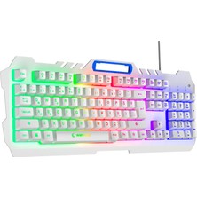 Rampage KB-R57 X-Jammer Gökkuşağı Aydınlatmalı USB Beyaz Tam Türkçe Gaming Oyuncu Klavyesi