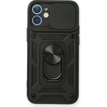 iPhone 11 Kılıf Pars Lens Yüzüklü Silikon - Siyah