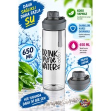 Glanart Şeffaf Renk  650 ml Suluk Matara, Ergonomik Kapak  1 Adet