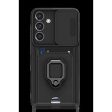 Galaxy S25 Plus Kılıf Zuma Kartvizitli Yüzüklü Silikon - Siyah