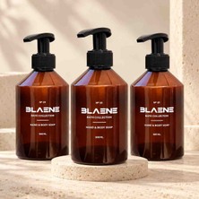 Blaene 3 Adet 500 ml Amber Plastik Pompalı Sıvı Sabunluk, Siyah Pompalı Tezgâh Üstü Banyo Dispenseri – İNT-001