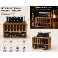 Nostaljik Lezzetler Nostaljik Everton RT-707 Solarlı Radyo & Mp3 Çalar Usb/tf Kart Destekli, Dekoratif Masaüstü Radyo-Saat