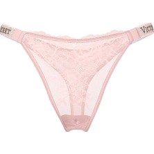 Victoria's Secret Shimmer Strappy Rose Lace Panty