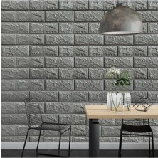 Tr 50X54 cm 0,27 M² Gri Silinebilir Kendinden Yapışkanlı Duvar Kağıdı Esnek Panel 3D Tuğla D