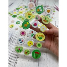 Tr 3D Kabartmalı Tek Yaprak 18 Adet Yeşil Paket Mühür Desenli Sticker/etiket/çıkartma