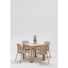 Tr Rattan Cappucino Kollu 4 Sandalye Masa Takımı - Bahçe&balkon&teras