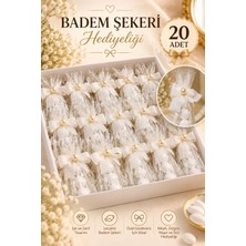 Mercan Hediyelik Krem Dantelli Kurdeleli Inci Detaylı Hediyelik Badem Şekeri | 20 Adet