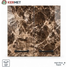 Kermet Home Kermethome 60 cm %100 Mdf Mutfak Üst Dolabı 2 Kapaklı Raflı Emperador Kahve
