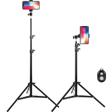 Tr Bluetooth Kumandalı Metal Tripod, 2 Metre Ayarlanabilir Yükseklik, 360 Döner Başlıklı Telef