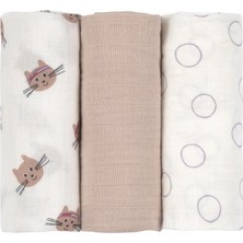 Tr Lassig Tiny Team 3'lü Müslin Örtü 60 x 60 CM,%100 Pamuk Bebek Müslin Bezi, Çok Amaçlı Ge�