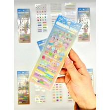 Tr Colorful Fixed Pastel Çizgi Daire Kalp ve Şekiller 6 Yaprak 226 Adet Sticker Seti/etiket/çıka