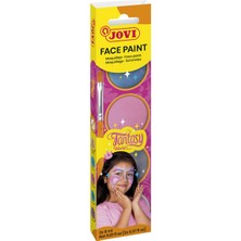 Jovi 174FA Face Paint Fantasy Yüz Boyama Seti - 3 Renk Krem Boya (Pembe, Açık Mavi, Gümüş) + Fırça ve Süngerli Masal ve Peri Temalı Yüz Boyası
