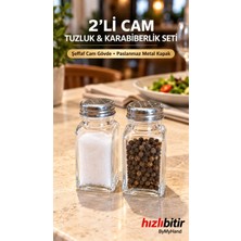 Bymyhand Çelik Kapaklı Cam Ev Lokanta ve Restoran Için Tuzluk ve Karabiberlik 2'li Set