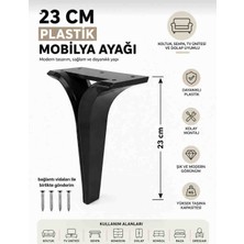 Li 10 Nergis 23 cm Siyah Plastik Mobilya Ayagı Koltuk Tv Ünitesi Komodin Dolap Konsol Ayağı