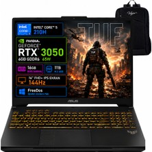 Asus Tuf Gaming F16 FX607VJB-RL037 Intel Core 5 210H 16GB 1tb SSD RTX3050 6 GB 16" Fhd+ Wuxga 144Hz IPS Panel Freedos Taşınabilir Bilgisayar