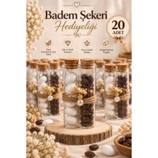 Mercan Hediyelik Çift Cam Tüplü Badem Şekeri & Kahve Çekirdeği Hediyeliği