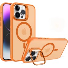 iPhone Magsafe Kılıf Mıknatıslı Standlı Darbeye Dayanıklı Mat Şeffaf Arka Kapak Lens Hediyeli